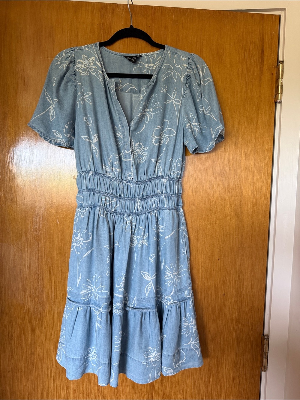 Light Blue Floral Smocked Waist Dress